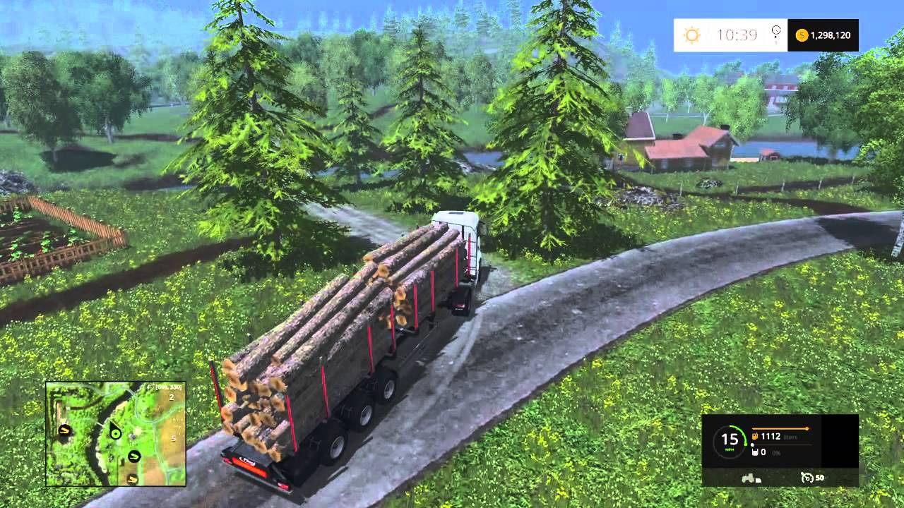Farming Simulator 15 selling logs to the lumber yard