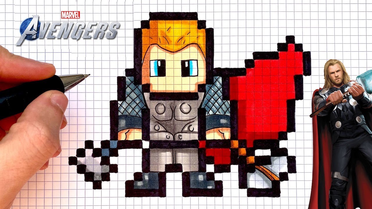 TUTO DESSIN THOR PIXEL ART AVENGERS