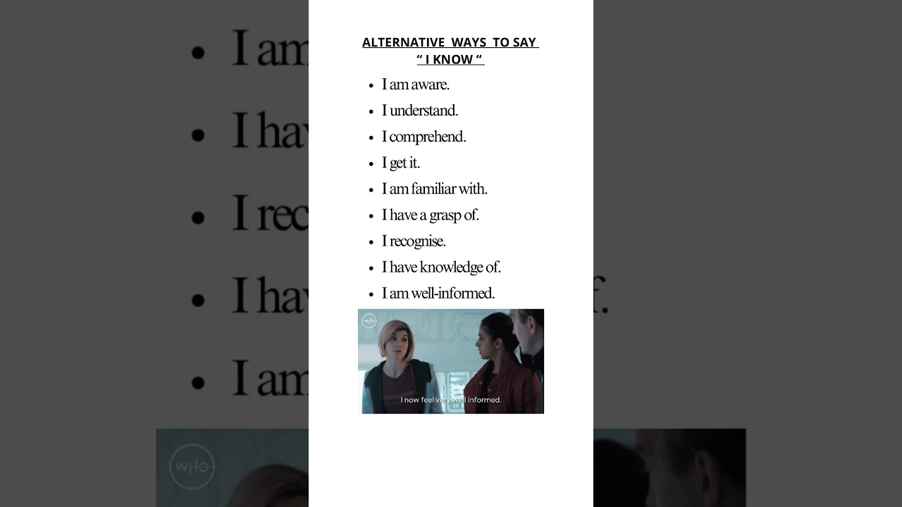 Alternative ways to say I know #english #alternatives #shortvideo #shorts