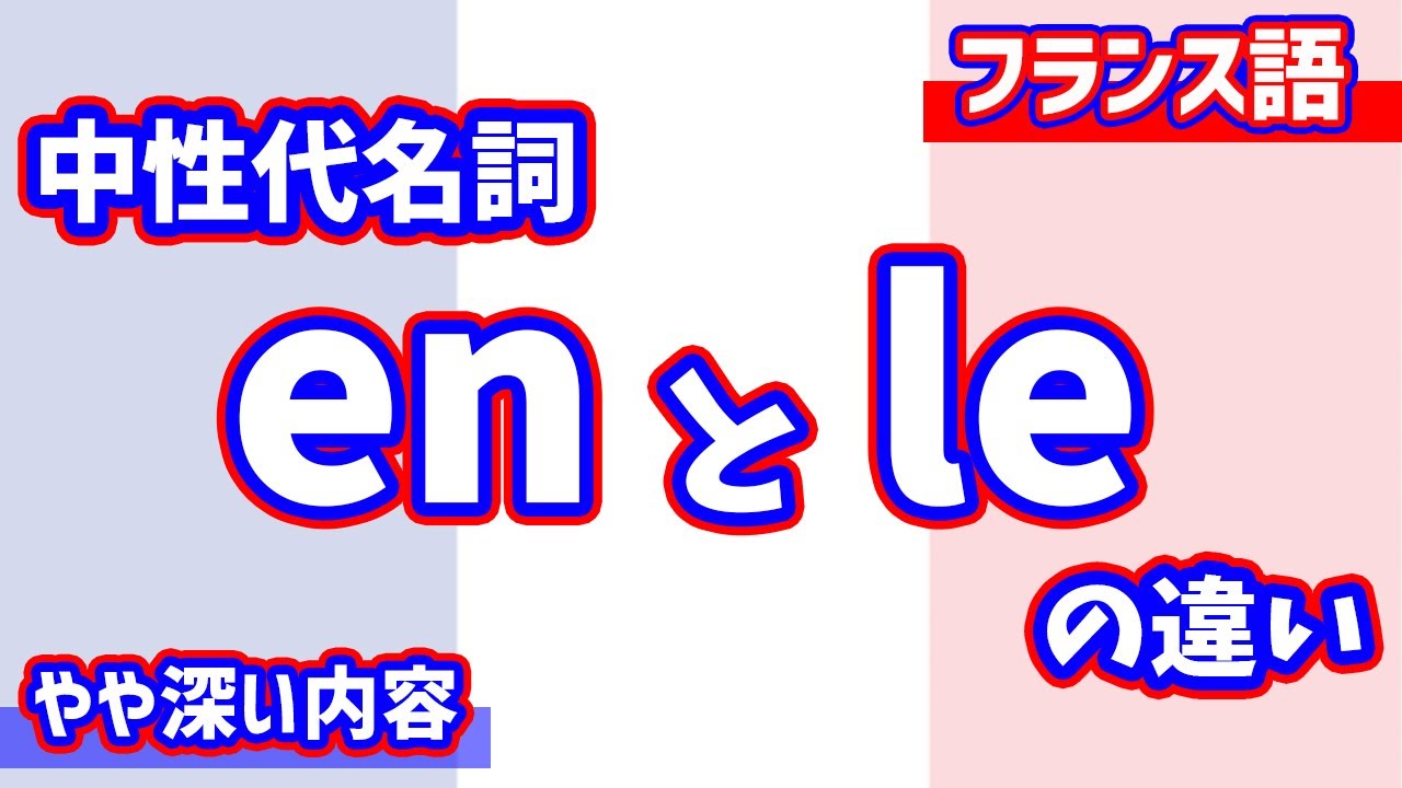 【ちょい難】中性代名詞 en と中性代名詞, 指示代名詞 le の違いについて