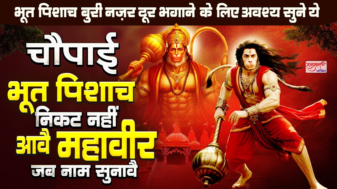 हनुमान चौपाई : भूत पिसाच निकट नहिं आवै महाबीर जब नाम सुनावै | Bhoot Pishach Nikat Nahi | 108 Times