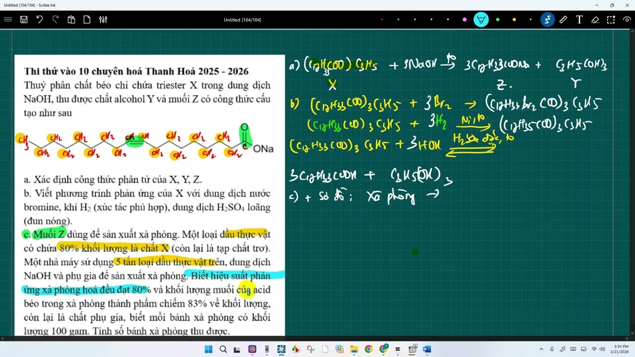 Thuỷ phân chất béo chỉ chứa triester X trong dung dịch NaOH, thu được chất alcohol Y và muối Z