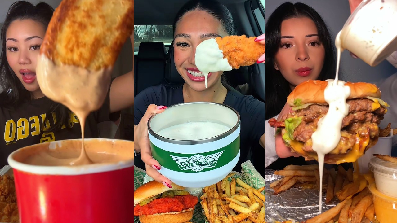 TIKTOK Mukbang Compilation | Cane's, Wingstop, Five Guys, Chipotle, McDonald's & More!