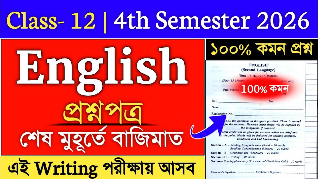 Class 12 4th Semester English Suggestion 2026 | class 12 semester 4 english writing suggestion 2026