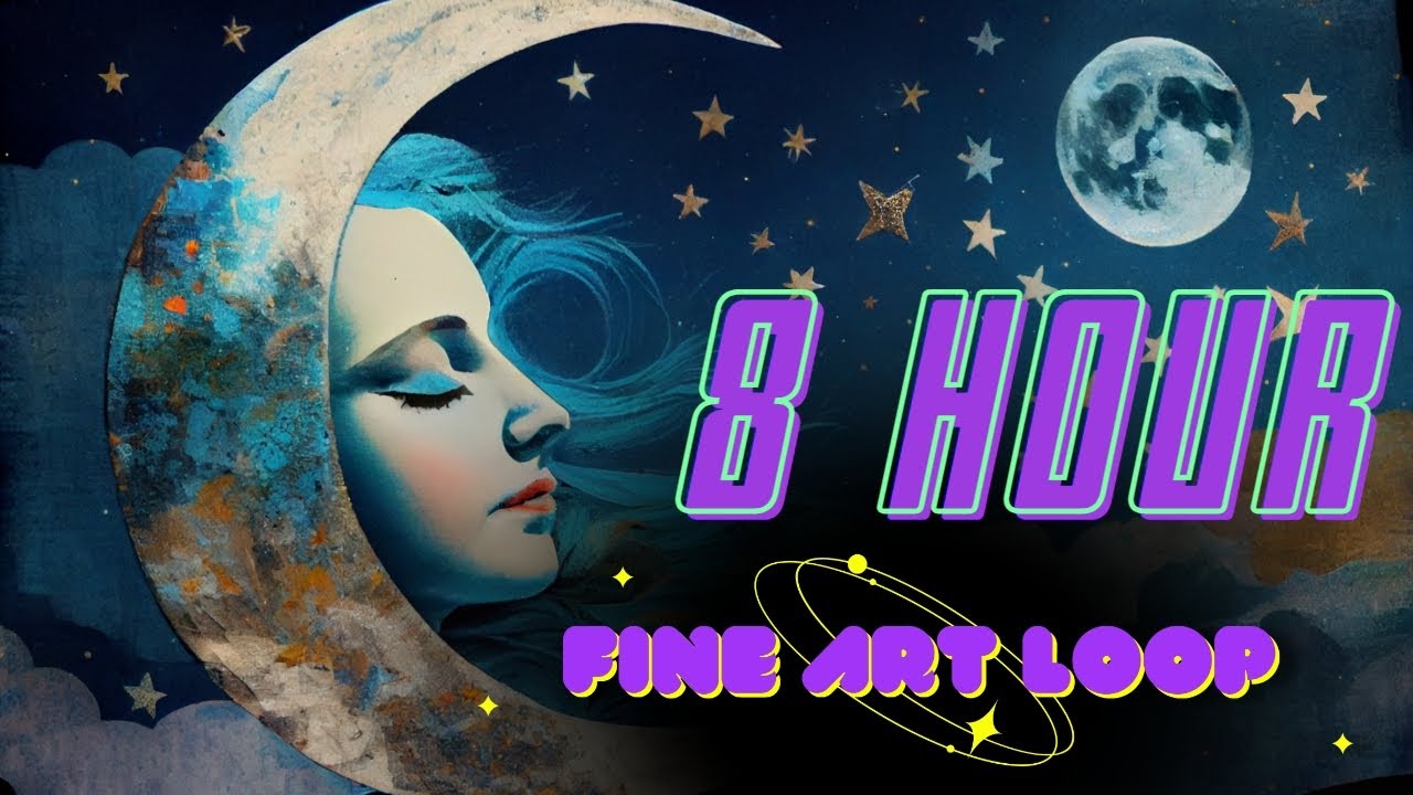 8 HOUR screensaver fine art loop beautiful calming animation with relaxing cricket night sounds