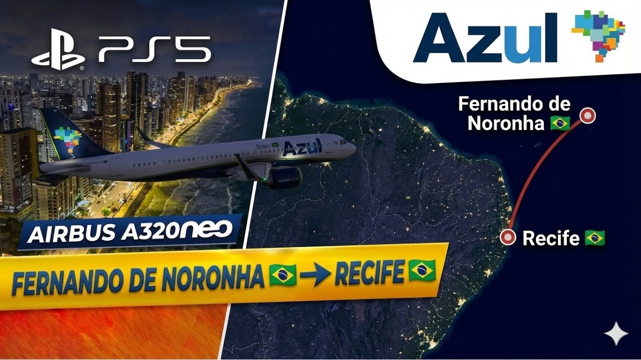 FERNANDO DE NORONHA (SBFN) - RECIFE (SBRF) - VOO COMPLETO + ARREMETIDA - A320NEO - MSFS 2024 PS5