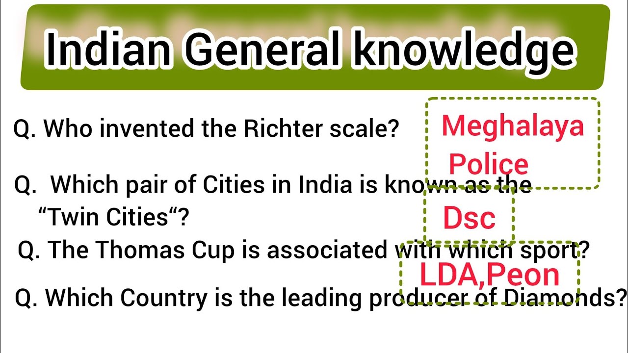 Indian General knowledge -  Police , DSC,LDA,peon, Driver,etc : Competitive exam #2026 