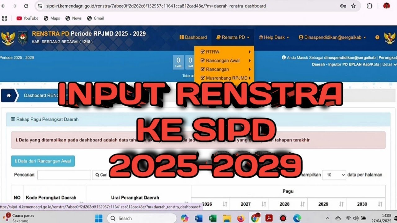 Cara Input Renstra ke SIPD 2025-2029 #sipd #renstra
