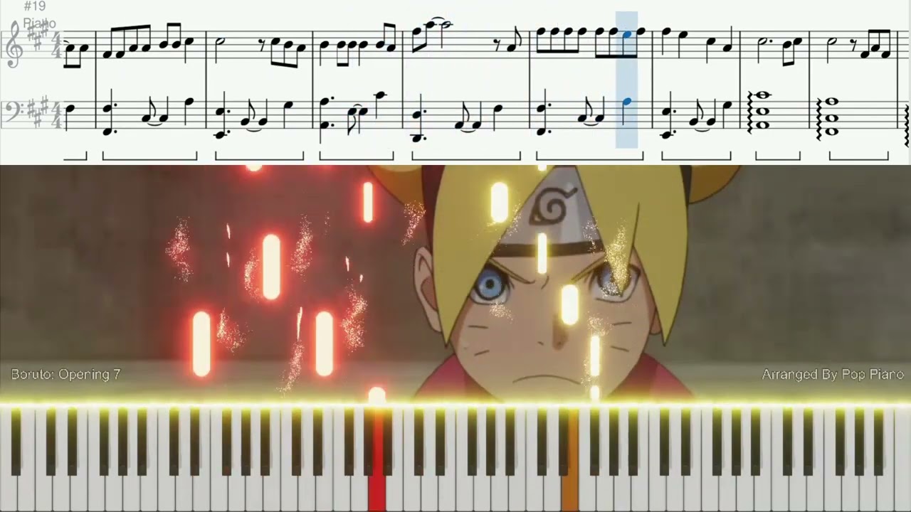 Boruto Opening 7 Hajimatteiku Takamatteiku PIANO TUTORIAL (피아노 튜토리얼)