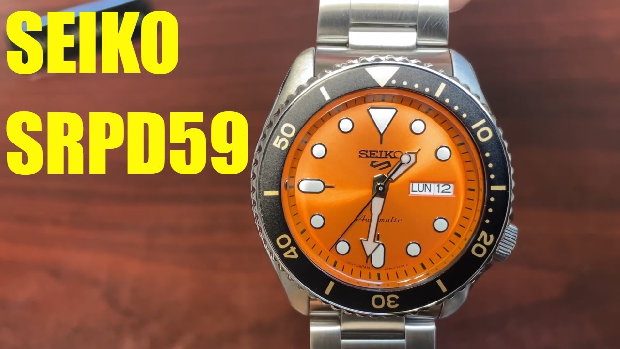 Seiko 5 Diver's Automatic Orange Dial Steel Watch SRPD59K1 SRPD59