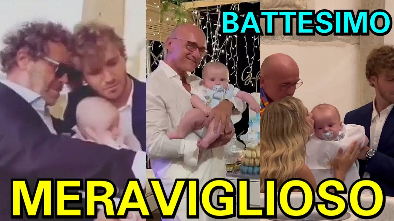 Clizia Incorvaia e Paolo Ciavarro felicissimi per il Battesimo di Gabriele che assomiglia al Nonno