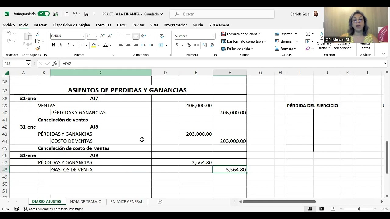 PÉRDIDAS Y GANACIAS (Hoja de trabajo)