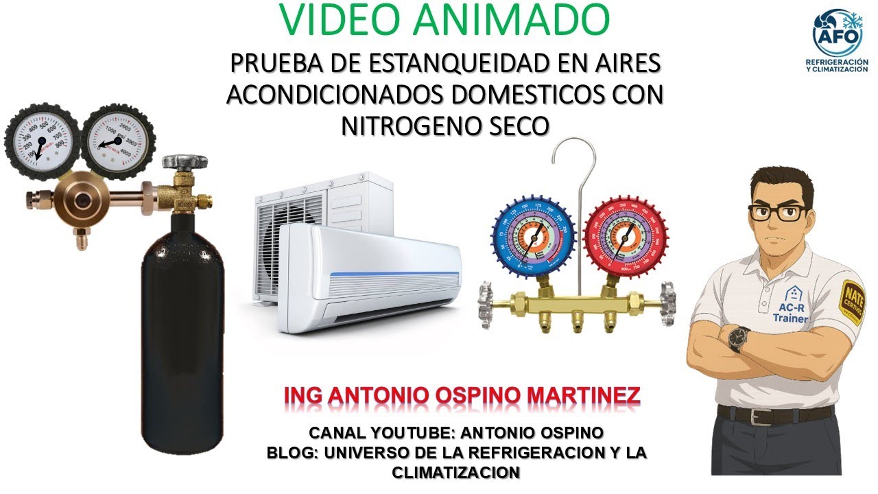 PRUEBA ESTANQUEIDAD EN EQUIPO AIRE ACONDICIONADO SPLIT CON NITROGENO Y JUEGO DE MANOMETROS  ESTANDAR