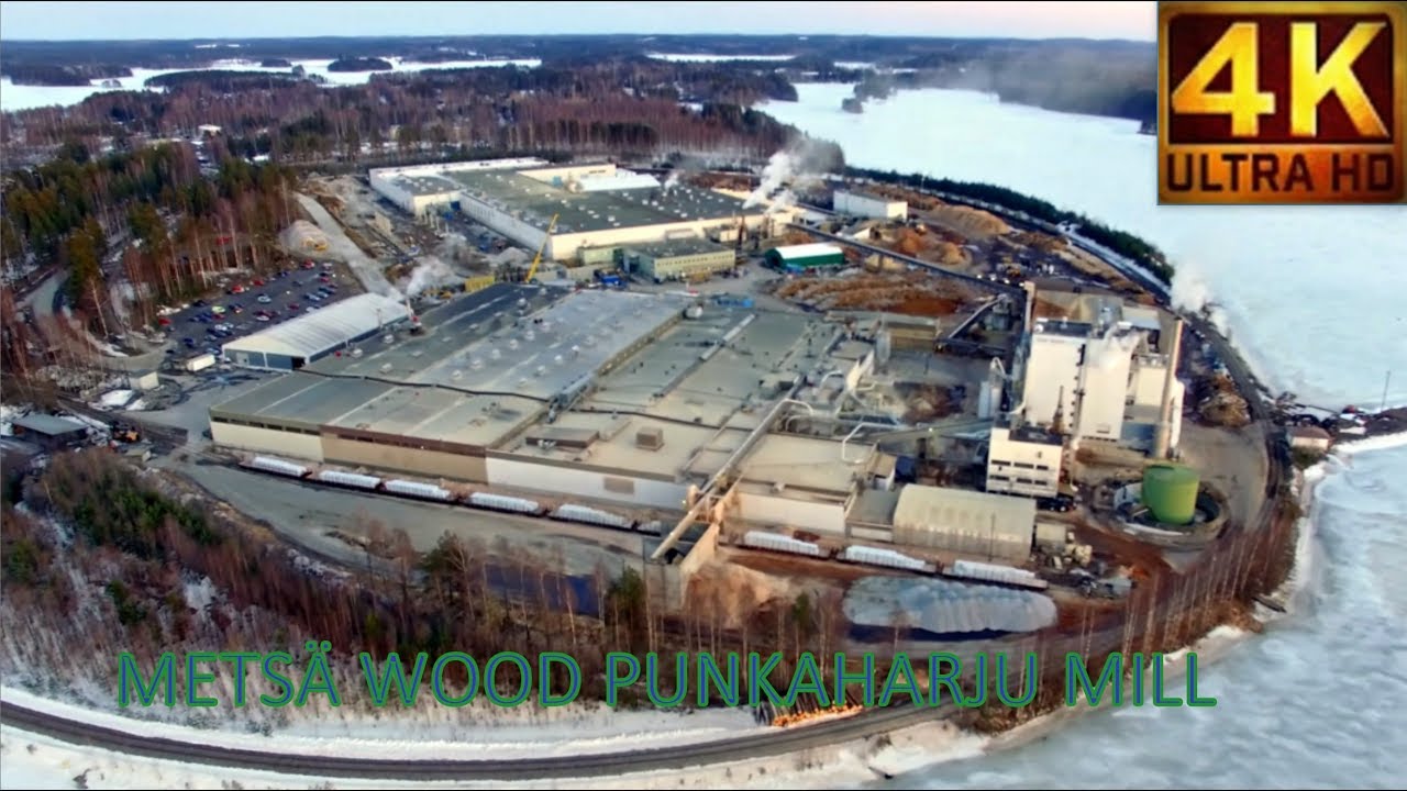 Metsä Wood Finland  Punkaharju Mills 4K Bird`s Eye view Punkasalmi