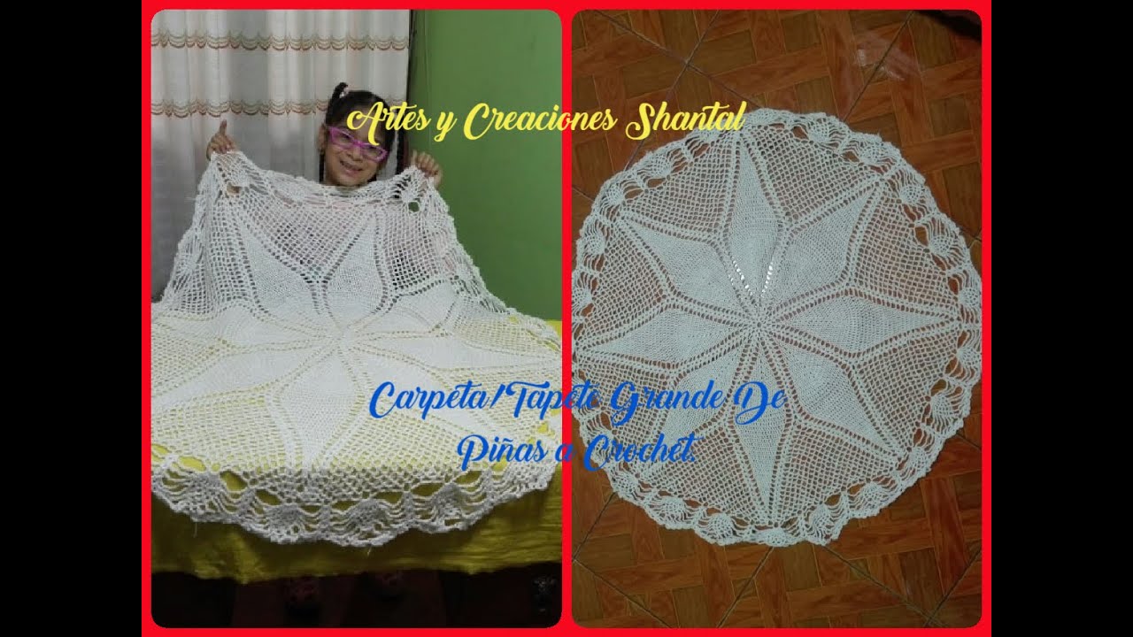 Carpeta/Grande Reconda Con Piñas Tejida a Crochet.