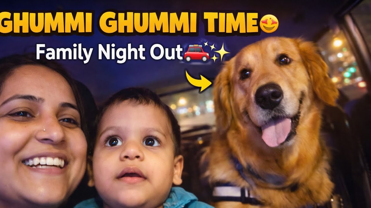 Night Ride With Baby & Bruno 🐶🌙 | Family Car Masti l Bruno Ki Night Ride 🐶🌃 Car Ride Masti 😍