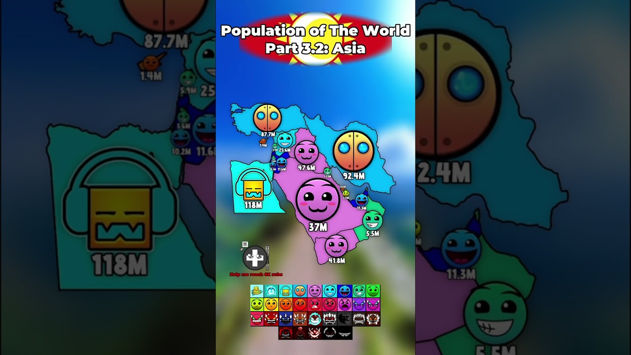 Population of The World [part 1-5] #world #america #europe #asia #africa #ocenia #map #geography