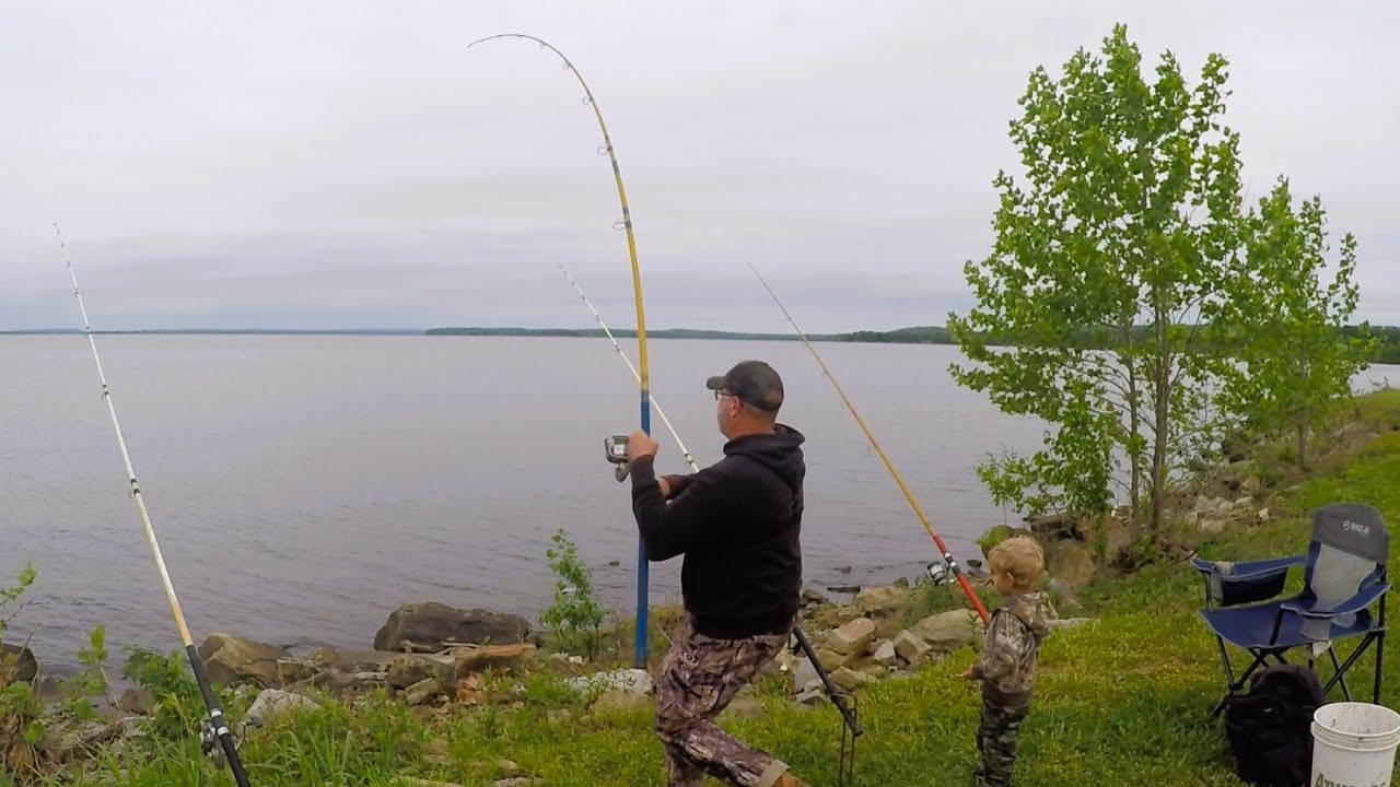 Spring catfishing from the bank