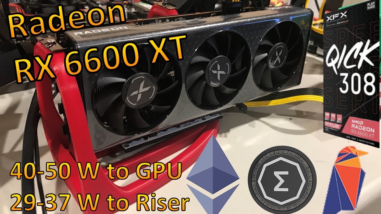 RX 6600 XT Mining Power Consumption at the GPU and Riser (XFX Speedster QICK 308 Radeon RX 6600 XT)