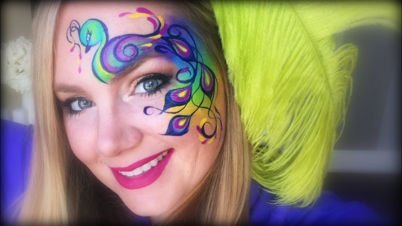 Peacock Face Painting using 