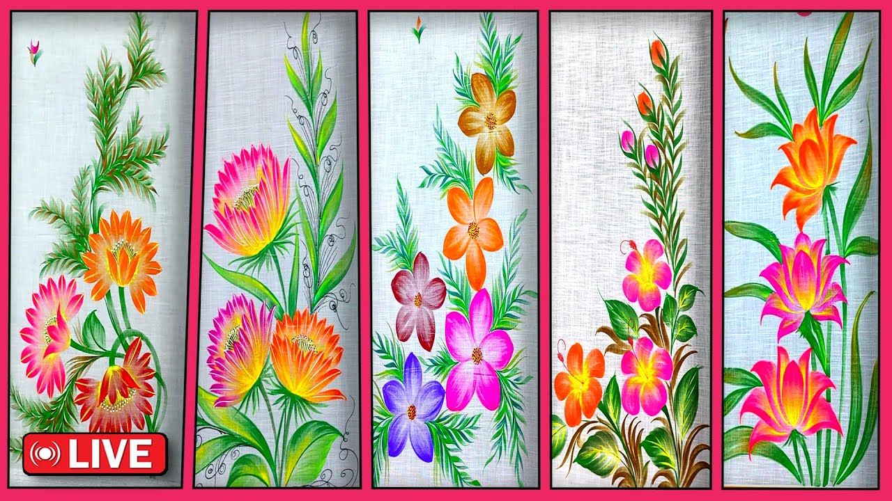 🔴Live : beautiful multiple style sarees design | fabric painting on saree designs | #fabricpainting