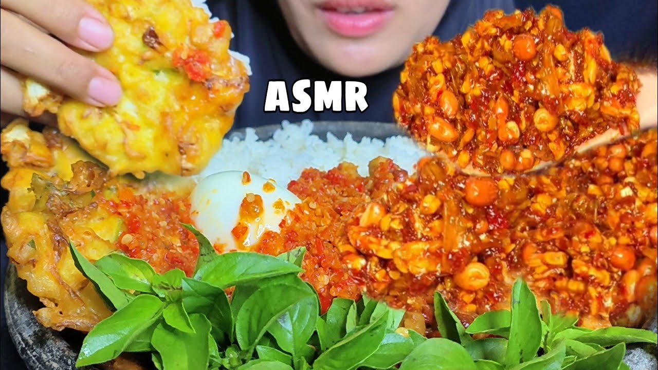 ASMR BALADO TEMPE TERI KACANG PEDAS MANIS SAMBAL TERASI | SPICY FOOD 🔥| ASMR MUKBANG