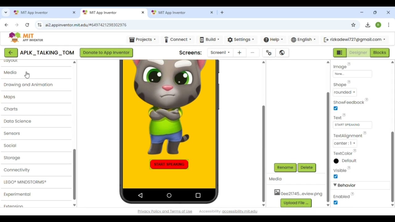 Tutorial membuat aplikasi Talking Tom di MIT App Inventor | Kelompok 4, Kelas XI-E