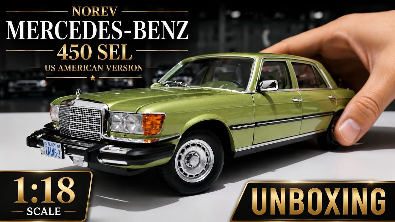 1/18 Scale Norev 1979 Mercedes Benz 450 SEL US American Version W116 Diecast Model Car Unboxing