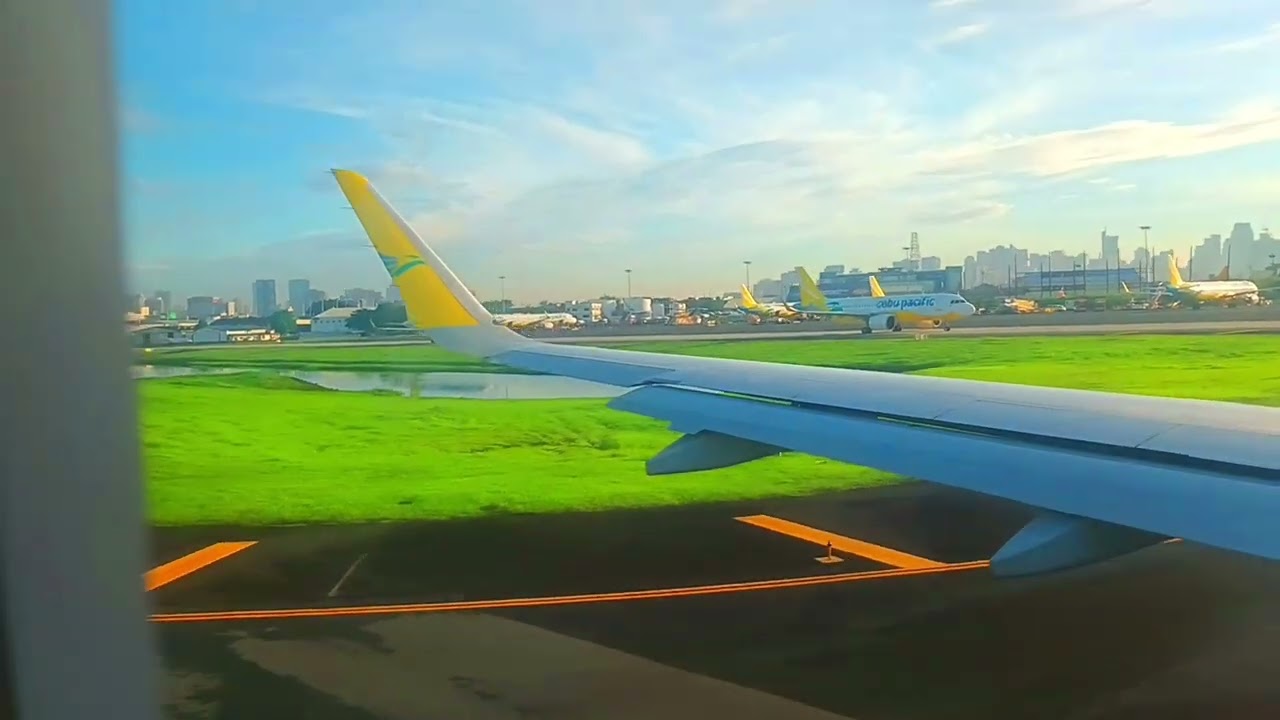 Cebu Pacific Airbus A320 NEO engine start, taxing & takeoff from Manila