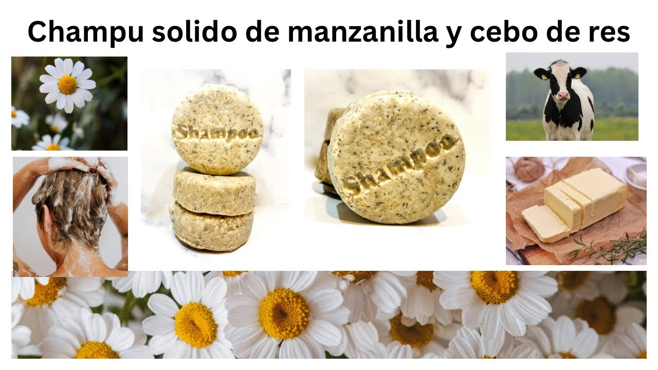 Champú sólido con cebo de vaca (tallow) y manzanilla 