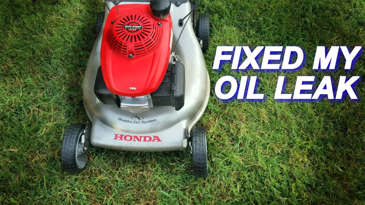Oil leaking from Honda Lawn Mower, was due to a bad oil seal on the transmission.