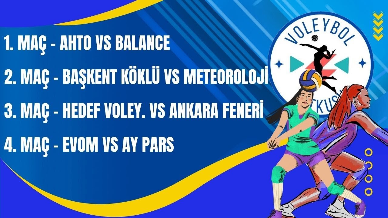 Ahto vs Balance  - Başkent Köklü vs Meteoroloji - Hedef Voley. vs Ankara Feneri - Evom vs Ay Pars