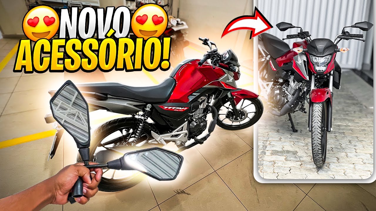 COMPREI UMA PEÇA NOVA PARA TITAN 160 2025😍 RETROVISOR DA KAWASAKI NA TITAN 160 2025