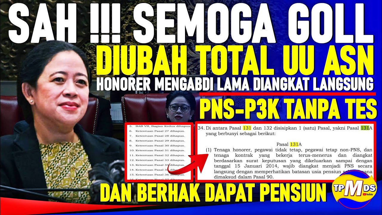 SAH !!! KABAR GEMBIRA RUU ASN DI REVISI NON ASN DI ANGKAT SECARA LANGSUNG PNS PPPK