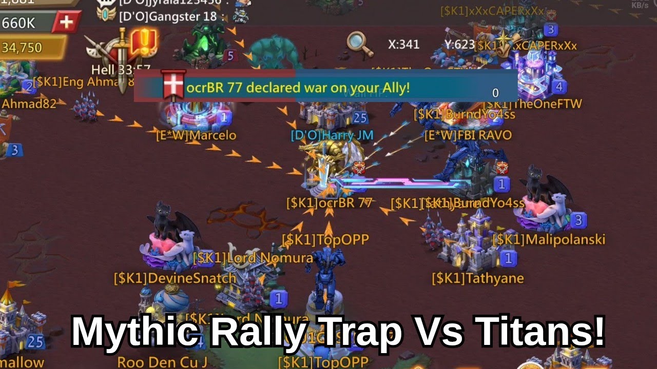 Mythic Rally Trap Vs Titans. Taking With fake gear. Lords Mobile