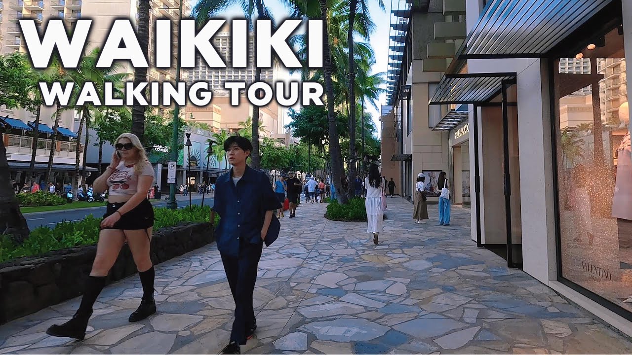 Waikiki Walking Tour 4K 🌆 Evening Street Walk | Relaxing Hawaii Walk