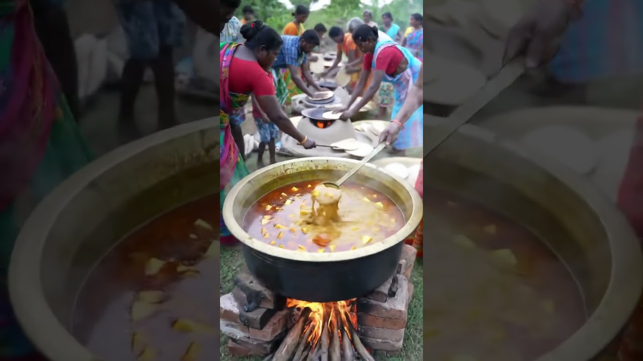 🌞 Sunday Special Feast 🍲🔥 | Adivasi Community Cooking & Roti Making #aadiwasi #shorts #comedyeffect