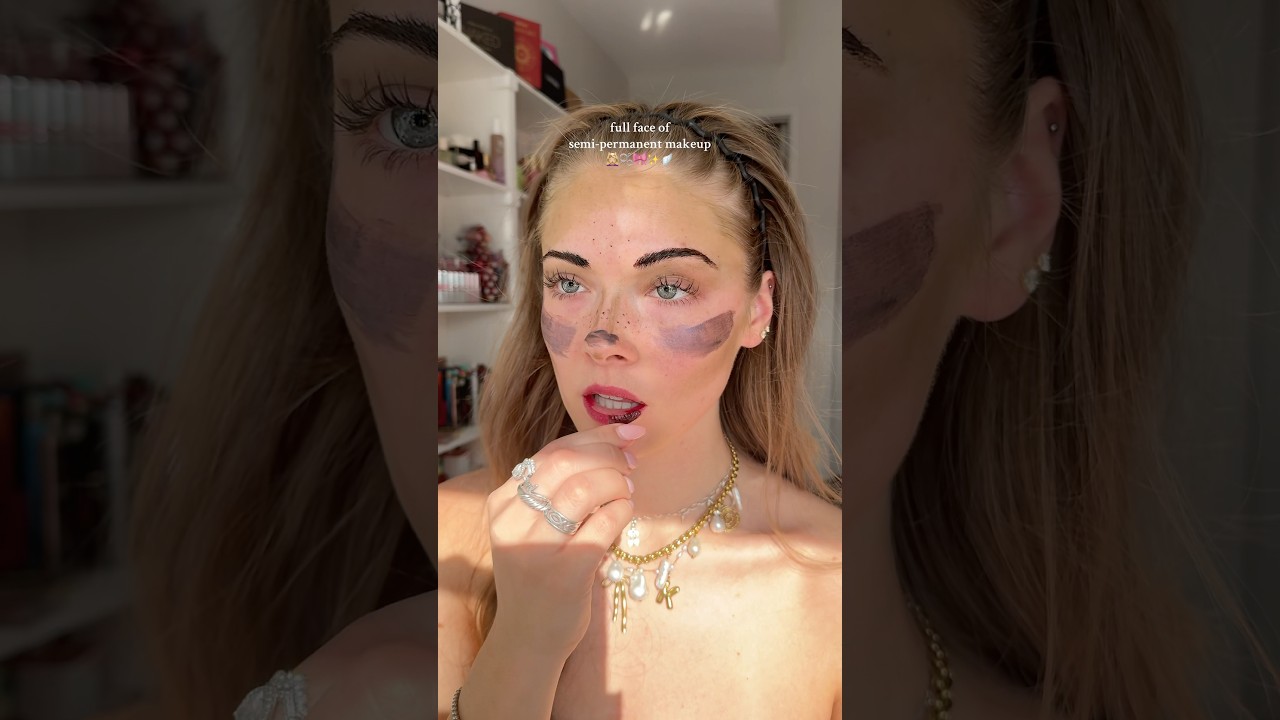 full face of semi permanent makeup 💆🏼&zwj;♀️🫧🎀✨ #makeup #longlastingmakeup #makeuphack #makeuptips