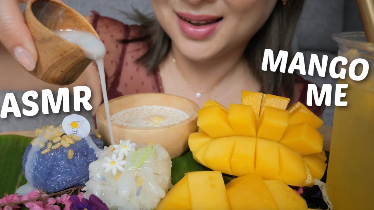Make ME Mango Dessert *Mango Sticky Rice, Sago Mango with YUZU Mango Drink ASMR Food Sounds | N.E