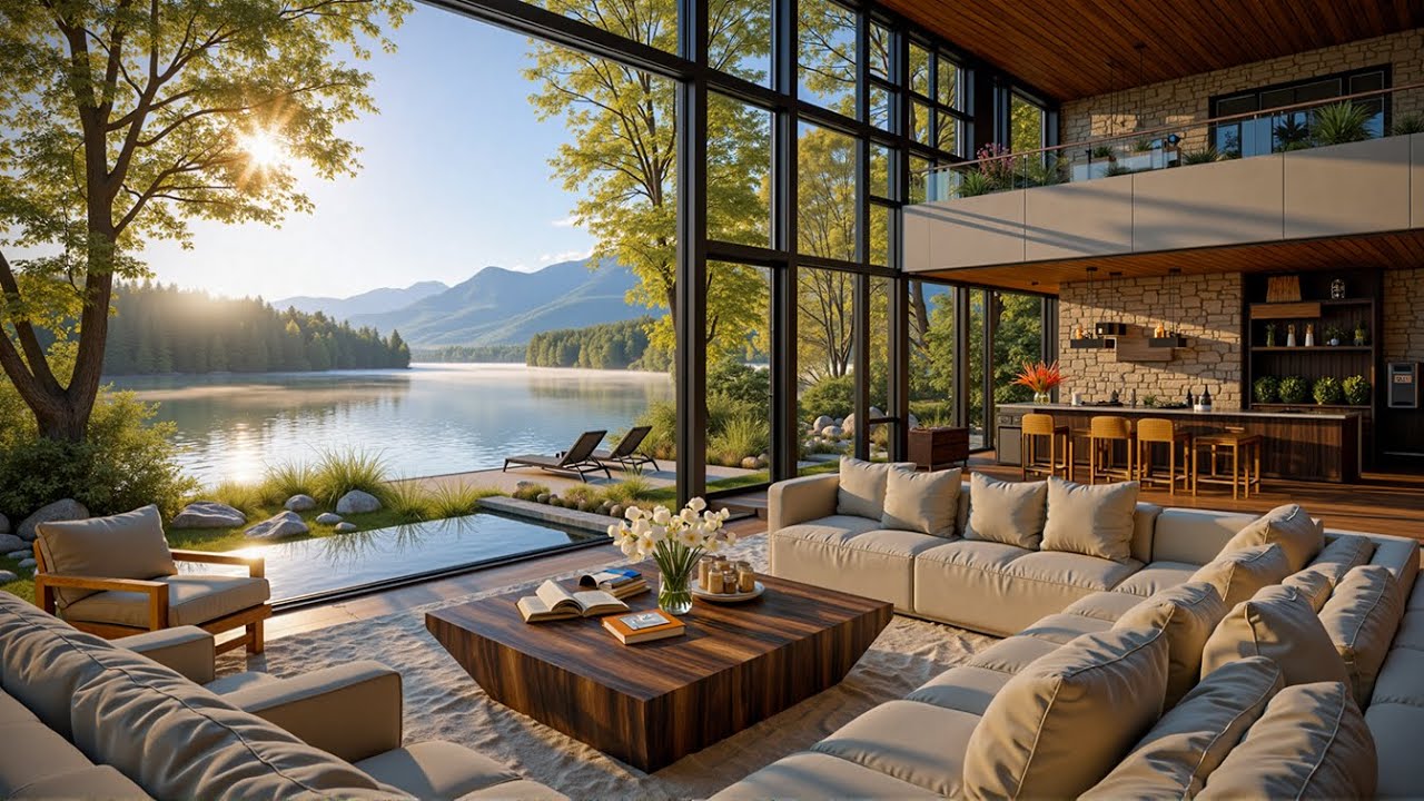 Gentle Sunshine in a Lake Cabin ☀️ Smooth Jazz, Coffee & Quiet Moments for Deep Focus