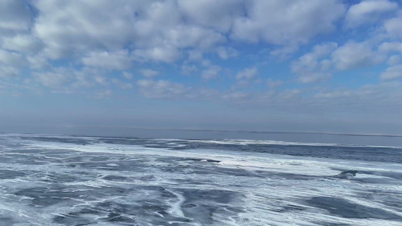Flying DJI Flip Drone Over Frozen Lake Erie @ Avon Lake Boat Launch 2-15-2026