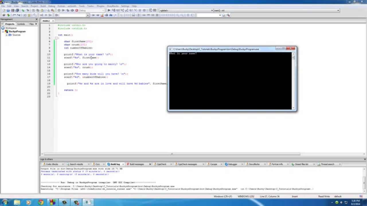 C Programming Tutorial - 11 - Getting Input with scanf