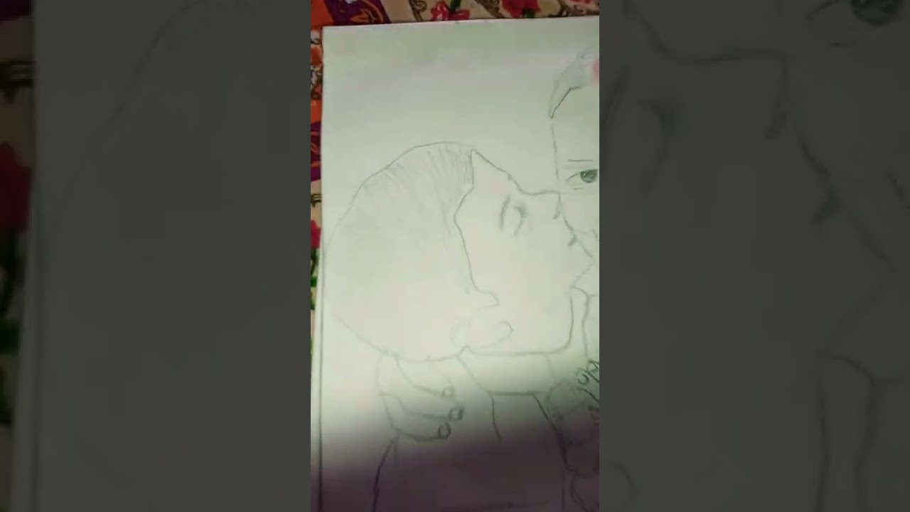 How to draw a grandson kissing her grandmother......#learningnugget  #shorts  #potrait #love #kiss