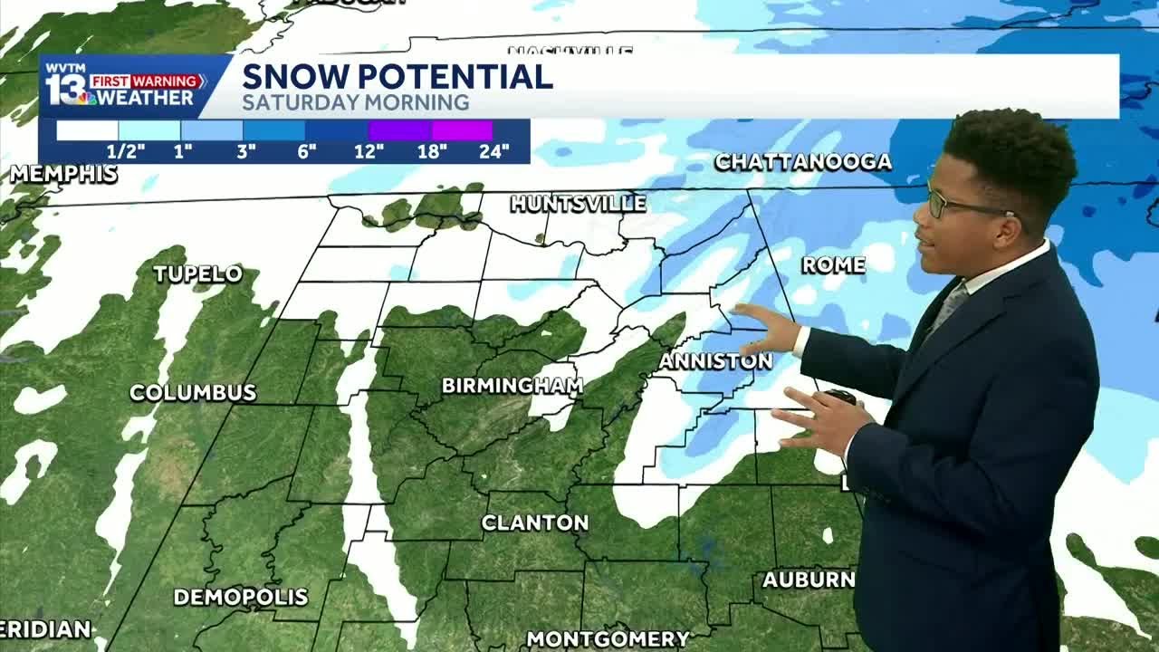 Snow showers in Alabama: Low impact snow in the weather forecast this weekend, wind chills near zero