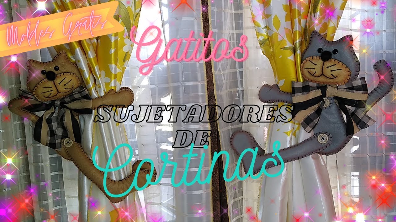 Hermosos sujetadores de cortinas | Gatitos sujeta cortinas de fieltro paso a paso con moldes gratis