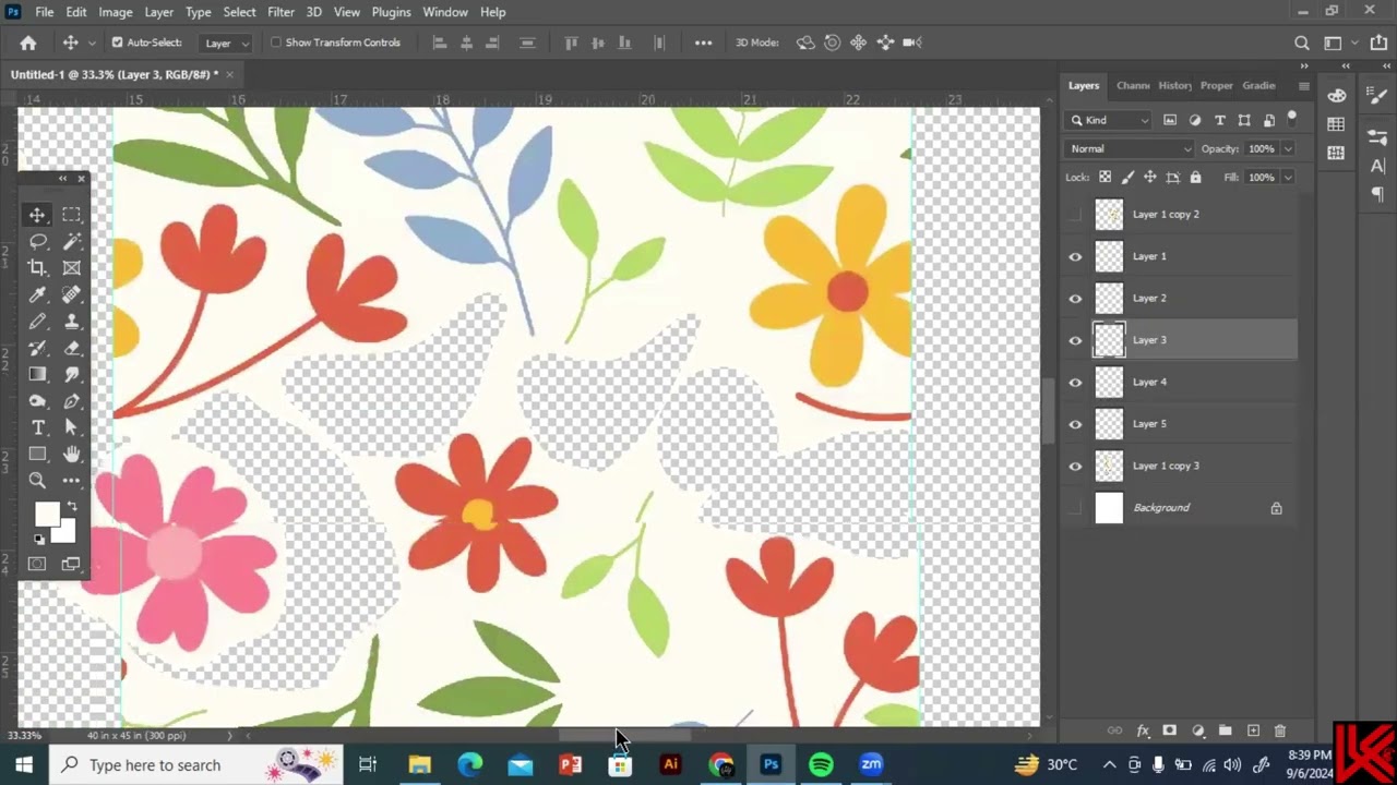 how to create unbalance repeat for textile design in adobe photoshop online zoom class