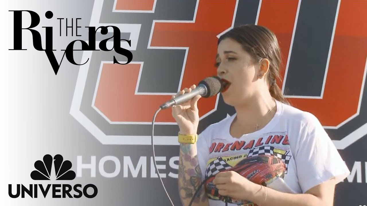 Jacqie sings National Anthem at NASCAR | The Riveras | Universo