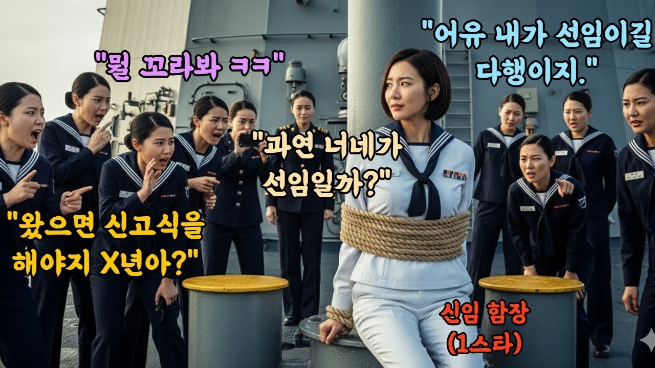 'X년아, 신고식 해야지 ' 신참인 줄 알고 갑판에 묶고 조롱한 여군들, 신임 함장1스타였다  군함이 초토화된다 '