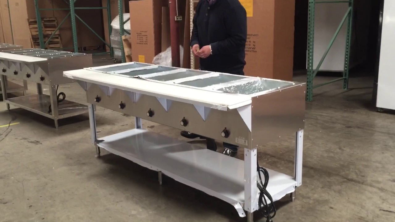 5 plate electric bain-marie buffet countertop food warmer steam table casters