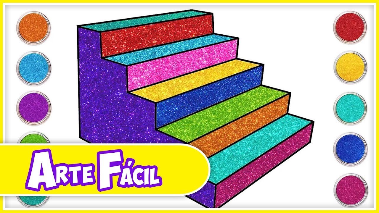 COMO DESENHAR ESCADAS COM GLITTER | Aprenda a Desenhar | Arte F&aacute;cil
